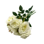 Kép 2/2 - Élethű selyem rózsa csokor fehér 8 szál 45 cm
