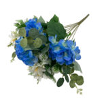 Kép 2/2 - Élethű selyemvirág hortenzia csokor 10 ágú  kék 47 cm