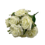 Kép 2/3 - Élethű selyemvirág rózsa csokor 12 ágú fehér 45cm