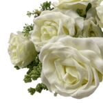 Kép 3/3 - Élethű selyemvirág rózsa csokor 12 ágú fehér 45cm