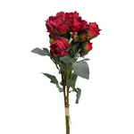 Kép 1/3 - Élethű selyemvirág rózsacsokor piros 55 cm