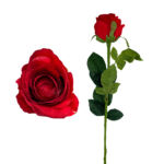 Kép 1/2 - Élethű selyemvirág szálas rózsa 60 cm piros