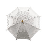 Kép 2/2 - Esernyő csipke krém virágos hímzett 42cm, átmérő 45cm