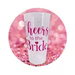 Kép 1/2 - Lánybúcsús műanyag pohár "Cheers to the Bride" átlátszó 0,5L
