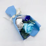 Kép 1/2 - Szappanrózsa csokor kék  24,5x 10x6cm