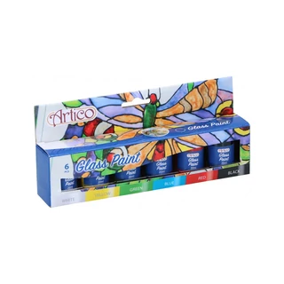 Üvegfesték 6x 20ml (fehér,sárga,zöld,kék,piros, fekete)