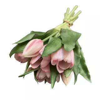 Zártfejű élethű gumi tulipán 7db/csokor - Rózsaszín