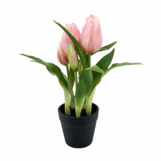 Élethű  cserepes gumi tulipán  rózsaszín  22cm