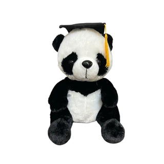 Plüss panda maci figura 25cm - diploma sapkában