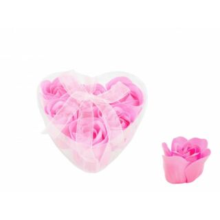 Szappan rózsa szett rózsaszín szív  dobozban 3db 4cm