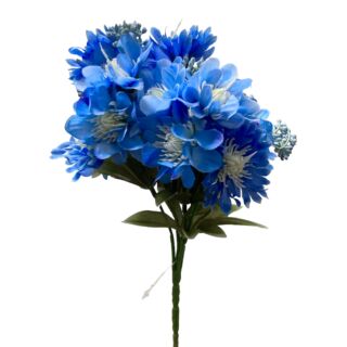 Selyem búzavirág csokor 5 ágú kék 25cm