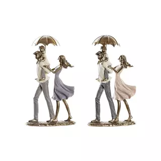Család figura esernyővel gyerekkel 17,5x8,5,x27cm
