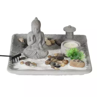Buddha zen kert  szögletes 20,7x20,7x12,5cm (,homok,kövek,díszek)