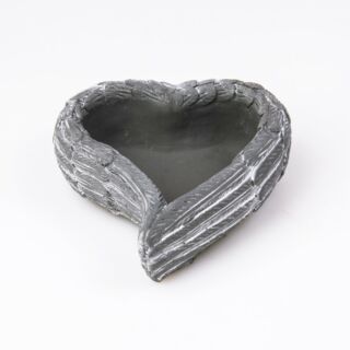 Cement kaspó, szív forma  sötét szürke  17,5x16x6,5cm