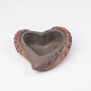 Cement kaspó, szív forma szürke-arany  17x18,5x6,5cm