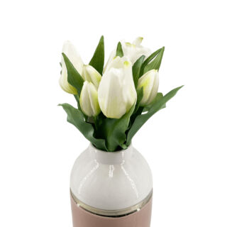 Csúcsosfejű élethű gumi tulipán 7db/csokor - Fehér
