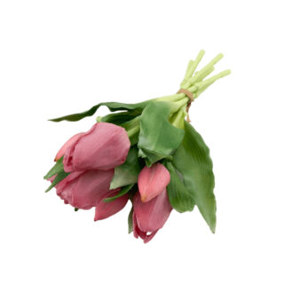 Csúcsosfejű élethű gumi tulipán 7db/csokor - Mályva