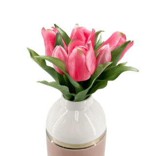 Csúcsosfejű élethű gumi tulipán 7db/csokor - Pink
