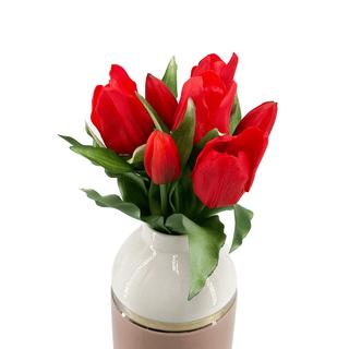 Csúcsosfejű élethű gumi tulipán 7db/csokor - Piros