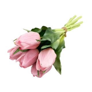 Csúcsosfejű élethű gumi tulipán 7db/csokor - Rózsaszín