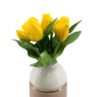 Csúcsosfejű élethű gumi tulipán 7db/csokor - Sárga