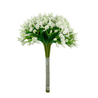 Élethű aprófejű dús virágcsokor fehér 30 cm