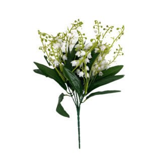 Élethű selyem gyöngyvirág csokor 7 ágú 33 cm fehér