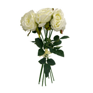 Élethű selyem rózsa csokor fehér 8 szál 45 cm