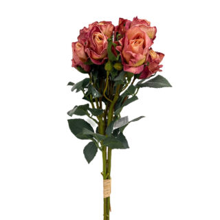 Élethű selyemvirág rózsacsokor mályva 55 cm