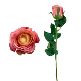 Élethű selyemvirág szálas rózsa 60 cm pink