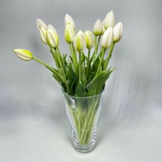 Élethű szálas "bimbós" gumi tulipán - Fehér