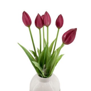 Élethű szálas bimbós gumi tulipán - Padlizsán