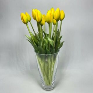 Élethű szálas "bimbós" gumi tulipán - Sárga
