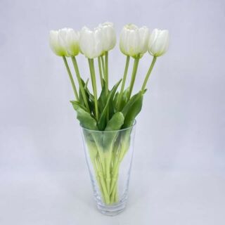 Élethű szálas gumi tulipán - Fehér