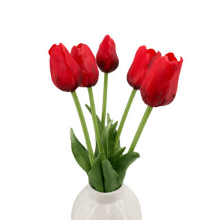 Élethű szálas gumi tulipán - Piros