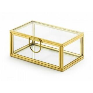 Esküvői gyűrűtartó üveg doboz 9x5,5x 4cm arany