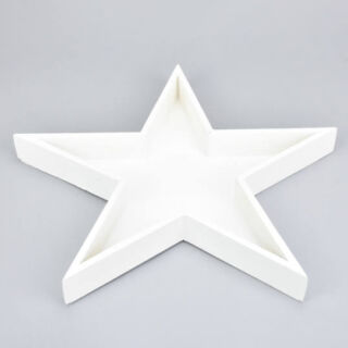 Fa csillag tál fehér 30x3 cm