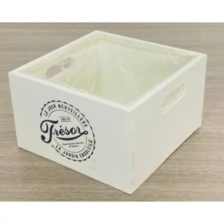 Fa fiók fehér kocka - TRESOR-16x16x11cm