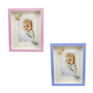 Foto keret fém babás 10 x 15 cm rózsaszín/kék