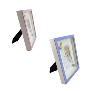 Foto keret fém babás 10 x 15 cm rózsaszín/kék