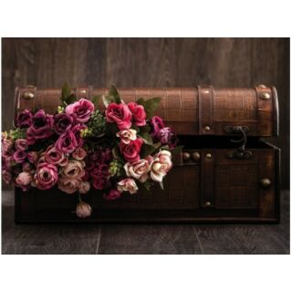 Gyémántfestés szett-30x40cm-vintage bőrönd rózsákkal-kör formájú strasszokkal