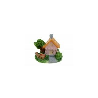 Mini ház figura 5,7x4,9x4,6 cm kerttel rózsaszín