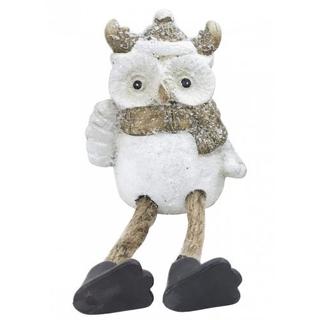 Hóbagoly világosbarna lógólábú 16cm