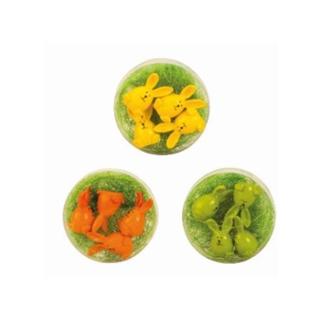 Húsvéti tojás nyúl PVC-dobozban sárga,zöld,narancssárga 4cm 3db választható