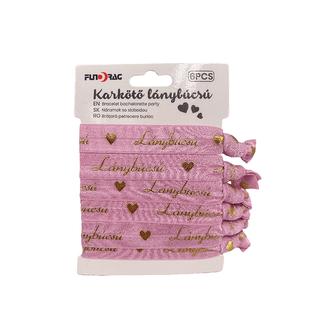 Karkötő lánybúcsú 6db rózsaszín  állítható mérettel