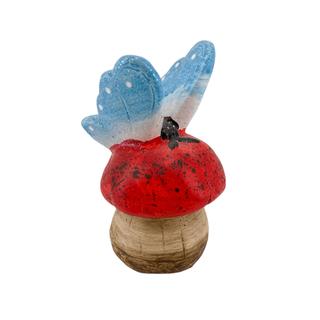 Kerámia gomba figura pillangóval 6,3x5,7x9,5cm