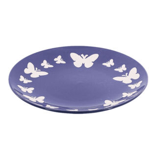 Kerámia tányér pillangós 27x3cm kék
