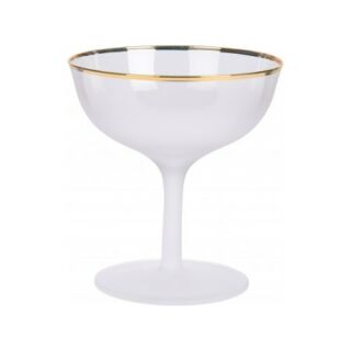Koktélos üveg pohár arany szegéllyel 110x110x110mm