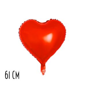 Lufi metál piros szív  61cm