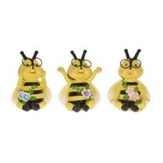 Méhecske szemüveges ,virággal ülő 8x7x11,5cm sárga, fekete